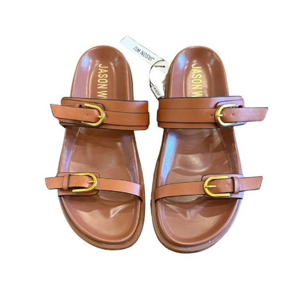Jason Wu Shoes - NWT Jason Wu Tan Sandals with Gold Buckles